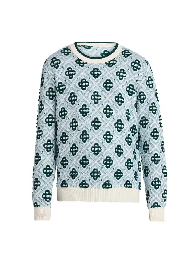 Casablanca Men's Monogram Wool Crewneck Sweater - Green