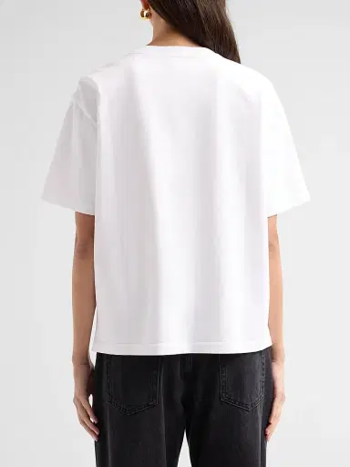 Ganni Women's Embroidered Anglais Cotton Jersey T-Shirt - Bright White | Thumbnail 3
