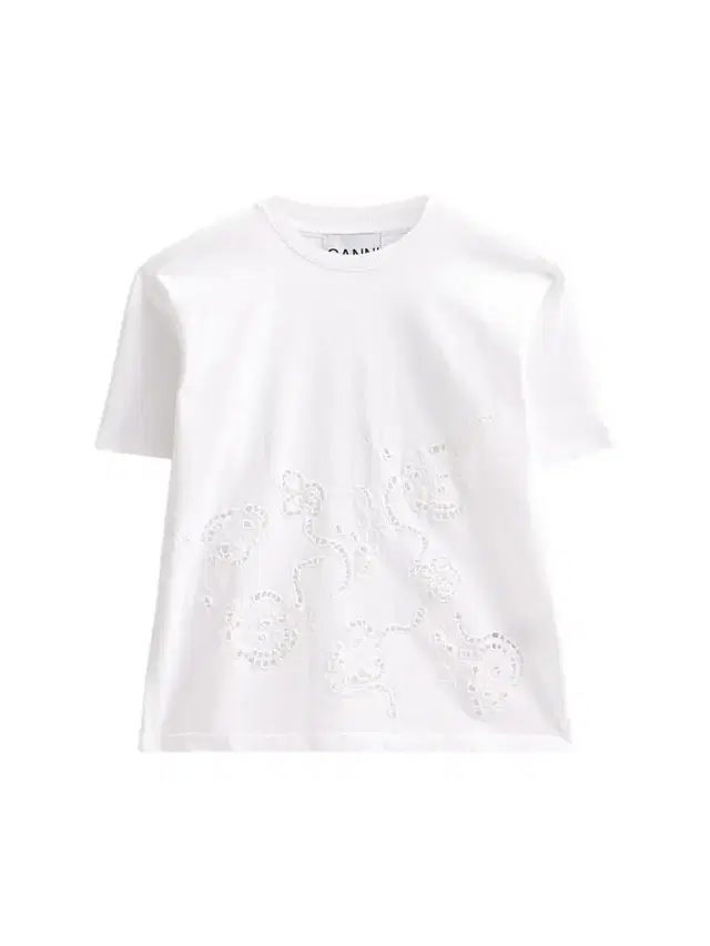 Ganni Women's Embroidered Anglais Cotton Jersey T-Shirt - Bright White