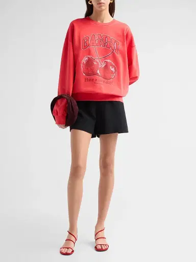 Ganni Women's Isoli Cherry Crewneck Sweatshirt - High Risk Red | Thumbnail 2
