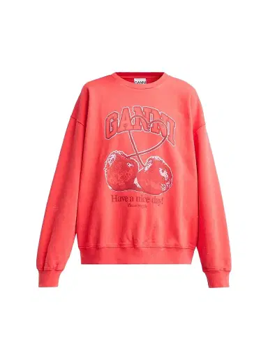Ganni Women's Isoli Cherry Crewneck Sweatshirt - High Risk Red | Thumbnail 1