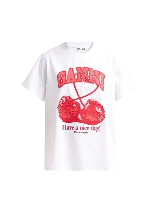 Ganni Women's Cherry Cotton Crewneck T-Shirt - Bright White