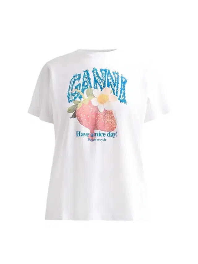 Ganni Women's Strawberry Cotton Jersey Crewneck T-Shirt - Bright White