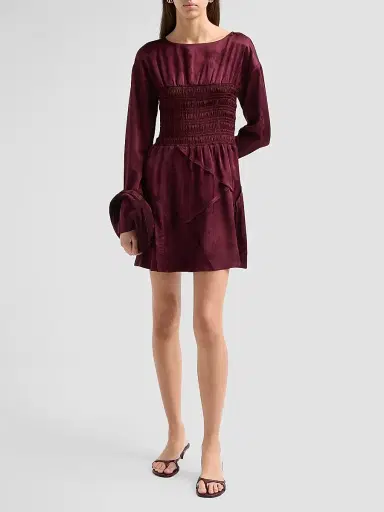 Ganni Women's Fluid Satin Jacquard Patchwork Mini Dress - Port Royal | Thumbnail 2