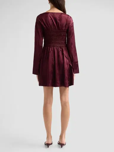 Ganni Women's Fluid Satin Jacquard Patchwork Mini Dress - Port Royal | Thumbnail 3