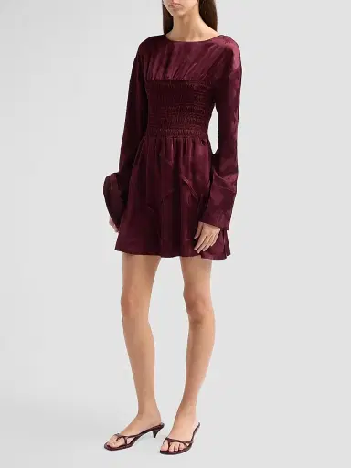 Ganni Women's Fluid Satin Jacquard Patchwork Mini Dress - Port Royal | Thumbnail 4