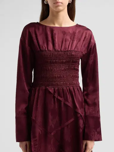 Ganni Women's Fluid Satin Jacquard Patchwork Mini Dress - Port Royal | Thumbnail 5