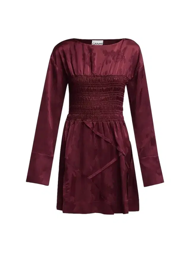 Ganni Women's Fluid Satin Jacquard Patchwork Mini Dress - Port Royal