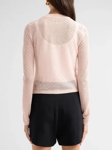 Ganni Women's Pointelle-Knit Cardigan - Pale Lilac | Thumbnail 3