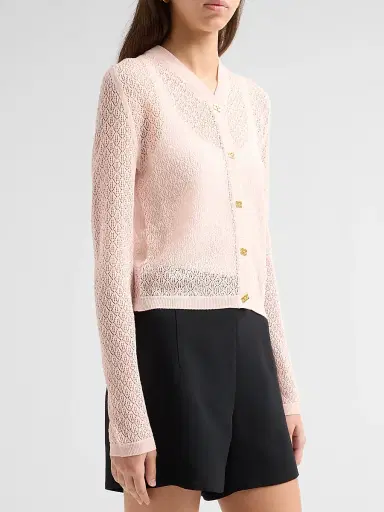 Ganni Women's Pointelle-Knit Cardigan - Pale Lilac | Thumbnail 4