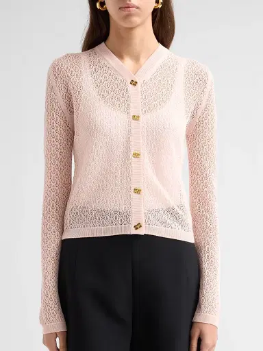 Ganni Women's Pointelle-Knit Cardigan - Pale Lilac | Thumbnail 5