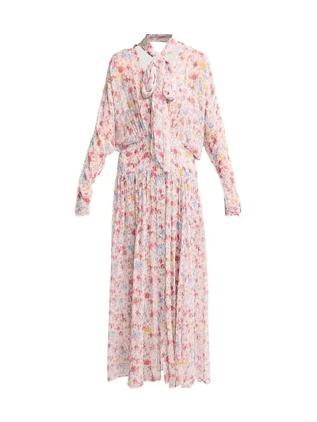 Ganni Women's Textured Silk Georgette Maxi Dress