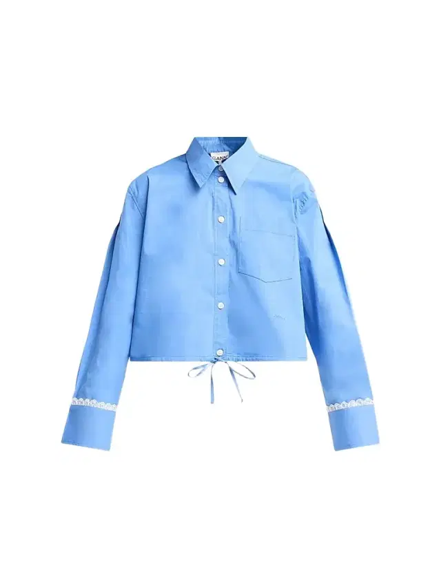 Ganni Women's Stretch Cotton Cropped Bowling Shirt - Marina