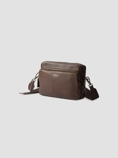 Prada Men's Leather Shoulder Bag - Brown | Thumbnail 3