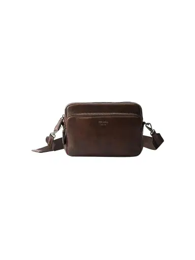 Prada Men's Leather Shoulder Bag - Brown | Thumbnail 1
