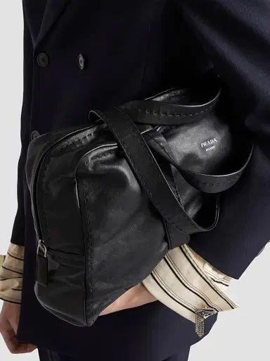 Prada Men's Nappa Leather Work Bag - Black | Thumbnail 3