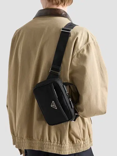 Prada Men's Re-Nylon and Saffiano Leather Shoulder Bag - Black | Thumbnail 2