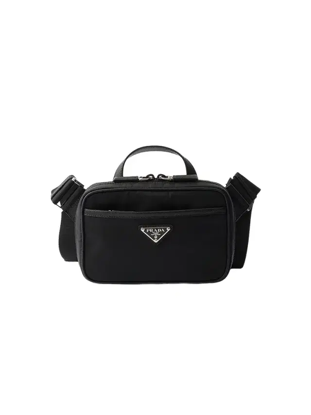 Prada Men's Re-Nylon and Saffiano Leather Shoulder Bag - Black