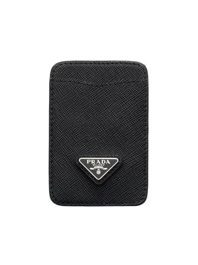Prada Women's Saffiano Leather Card Holder - Black Silver