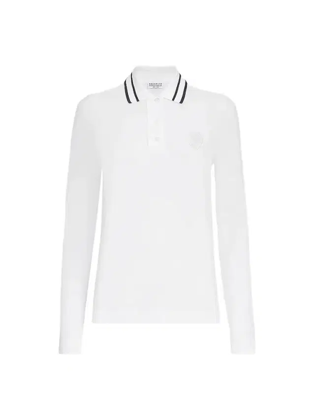 Brunello Cucinelli Women's Stretch Cotton Piqué Polo Shirt with Logo