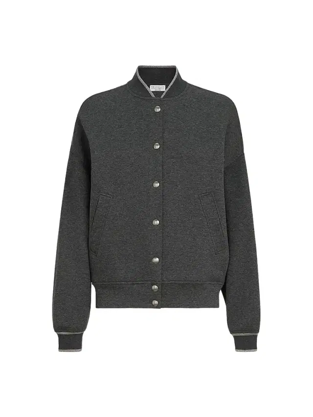 Brunello Cucinelli Women's Techno Cotton and Cashmere Interlock Bomber Jacket - Anthracite
