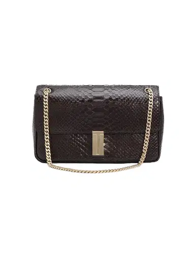 Tom Ford Women's Mia Python-Embossed Leather Chain Shoulder Bag - Espresso | Thumbnail 1