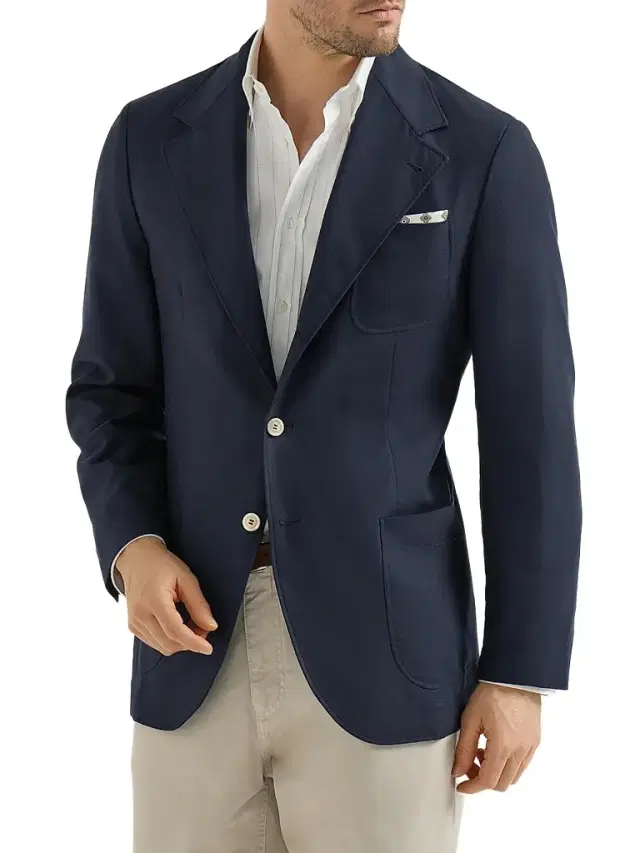 Brunello Cucinelli Men's Cashmere Batavia Deconstructed Blazer with Patch Pockets