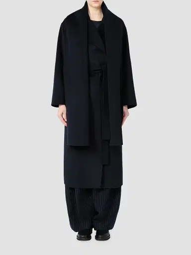 Max Mara Women's Double Wool and Cashmere Robe Coat - Midnight Blue - Size 12 | Thumbnail 2