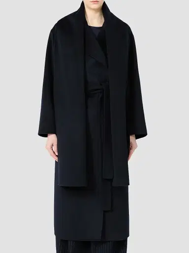 Max Mara Women's Double Wool and Cashmere Robe Coat - Midnight Blue - Size 12 | Thumbnail 3