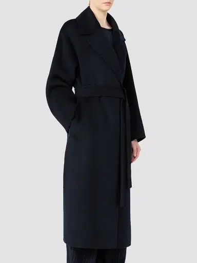 Max Mara Women's Double Wool and Cashmere Robe Coat - Midnight Blue - Size 12 | Thumbnail 4
