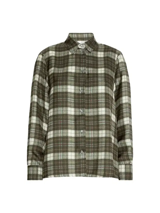 Weekend Max Mara Women's Checked Silk Twill Shirt - Kakhi