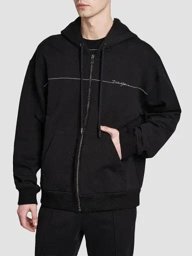Dolce & Gabbana Men's Logo Cotton Zip-Front Hoodie - Nero | Thumbnail 4