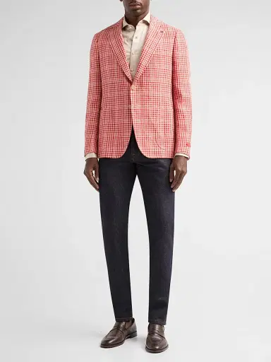 Isaia Men's Light Denim Slim Jeans - Navy | Thumbnail 2 Isaia Men's Light Denim Slim Jeans - Navy | Thumbnail 2