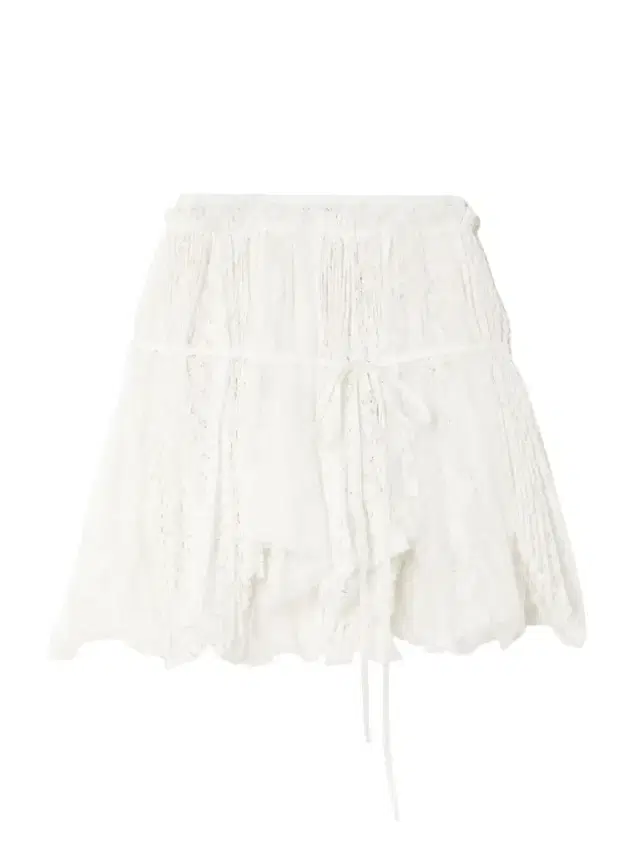 Asymmetric tie-detailed lace mini skirt