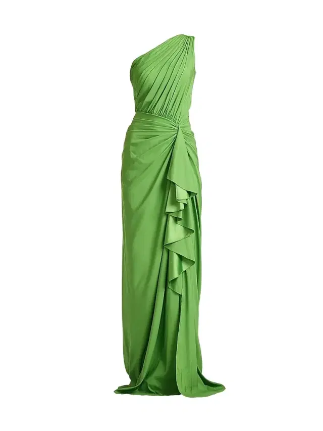 Tadashi Shoji Women's Ruffled Jersey One-Shoulder Gown - Cactus