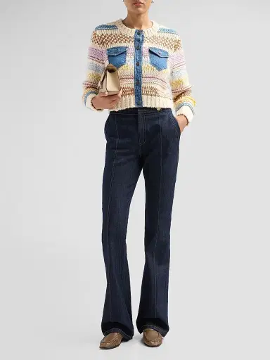 Cinq à Sept Women's Suki Denim Patchwork Cardigan - Multi Blue Haze | Thumbnail 2