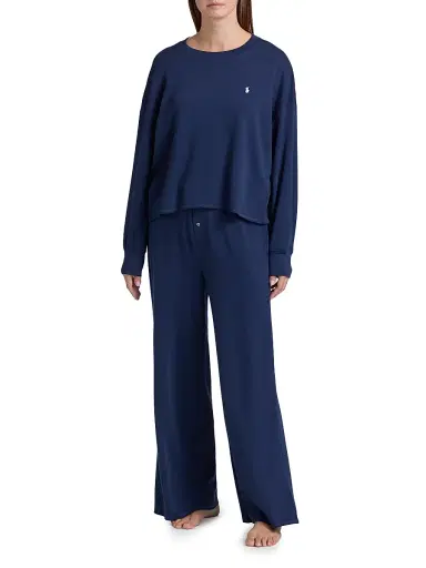 Polo Ralph Lauren Women's French Terry 2-Piece Pajama Set - Navy | Thumbnail 3 Polo Ralph Lauren Women's French Terry 2-Piece Pajama Set - Navy | Thumbnail 3