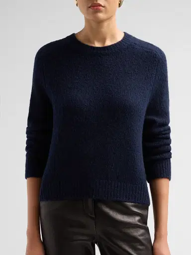 Lisa Yang Women's Solene Cashmere-Silk Regular-Fit Sweater - Navy - Size Medium | Thumbnail 5