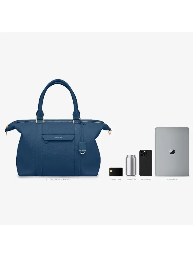 MAISON de SABRÉ Men's Large Leather Weekender Bag - Pacific Blue