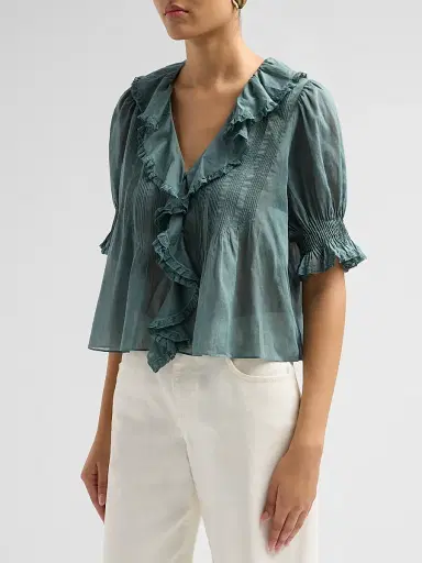 DÔEN Women's Henri Ruffled Top | Thumbnail 4 DÔEN Women's Henri Ruffled Top | Thumbnail 4