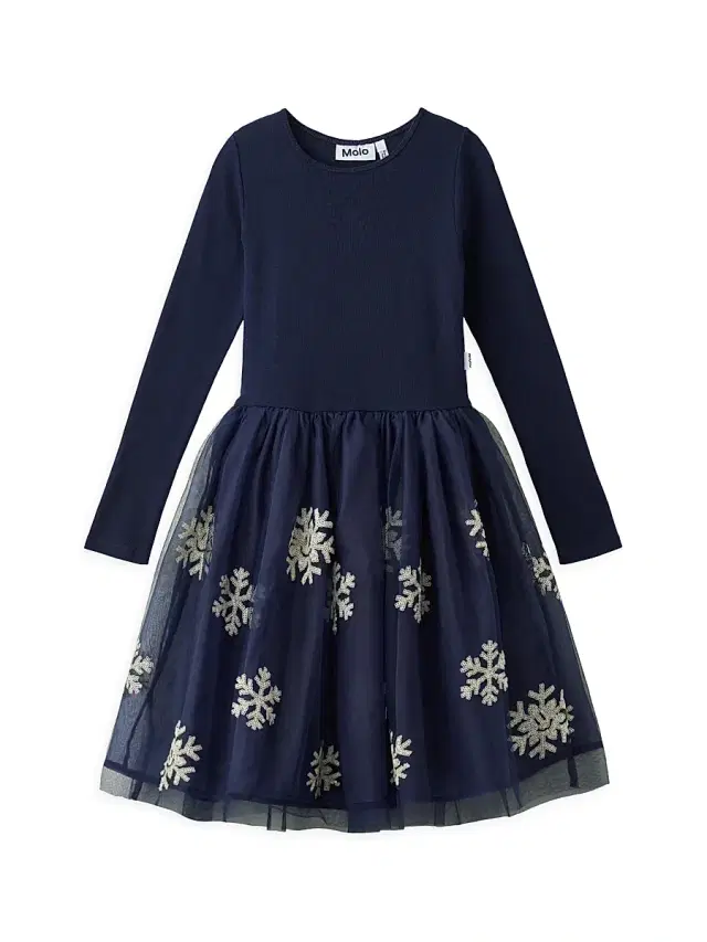 Molo Little Girl's & Girl's Cyrus Ribbed Sequined Snowflake Dress - Snowflakes