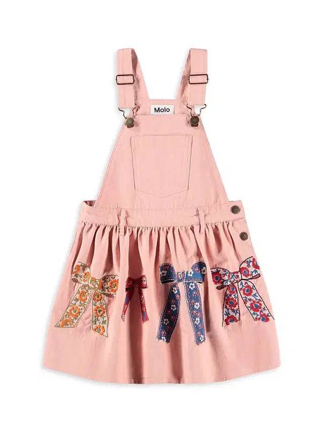 Molo Little Girl's & Girl's Caris Bow Embroidered Overall Dress - Mellow Rose