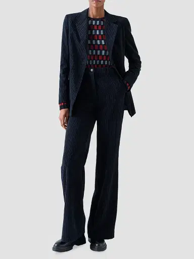 Akris punto Women's Techno Corduroy Blazer - Navy | Thumbnail 2