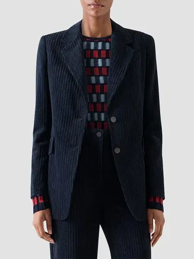 Akris punto Women's Techno Corduroy Blazer - Navy | Thumbnail 4