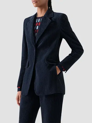 Akris punto Women's Techno Corduroy Blazer - Navy | Thumbnail 6