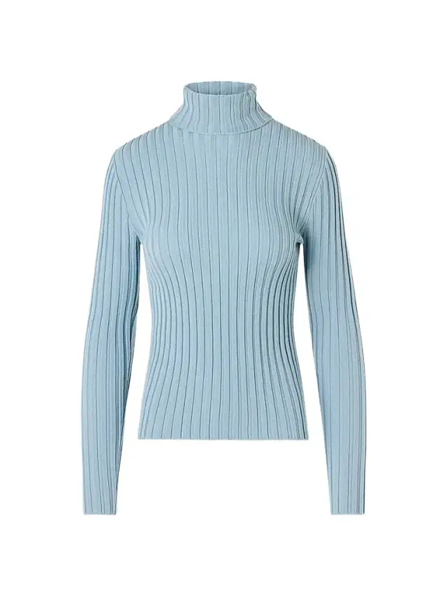 Women's Wool Knit Turtleneck Sweater - Light Blue