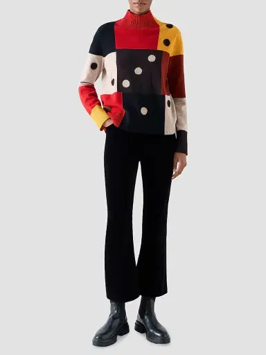 Akris punto Women's Dice Intarsia Colorblock Wool-Cashmere Sweater - Size 16 | Thumbnail 2
