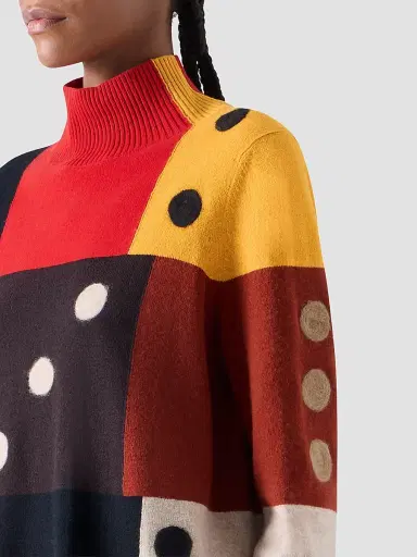 Akris punto Women's Dice Intarsia Colorblock Wool-Cashmere Sweater - Size 16 | Thumbnail 5