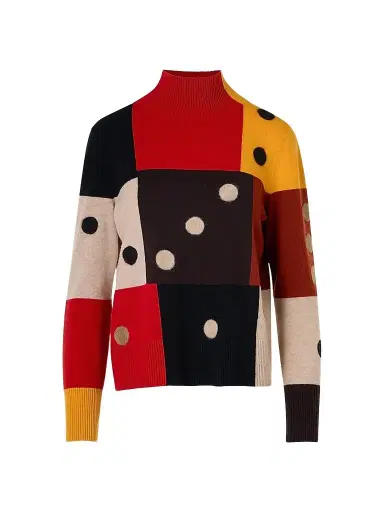 Akris punto Women's Dice Intarsia Colorblock Wool-Cashmere Sweater - Size 16 | Thumbnail 1