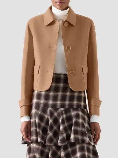 Akris punto Women's Boxy Wool-Blend Jacket - Camel | Thumbnail 4